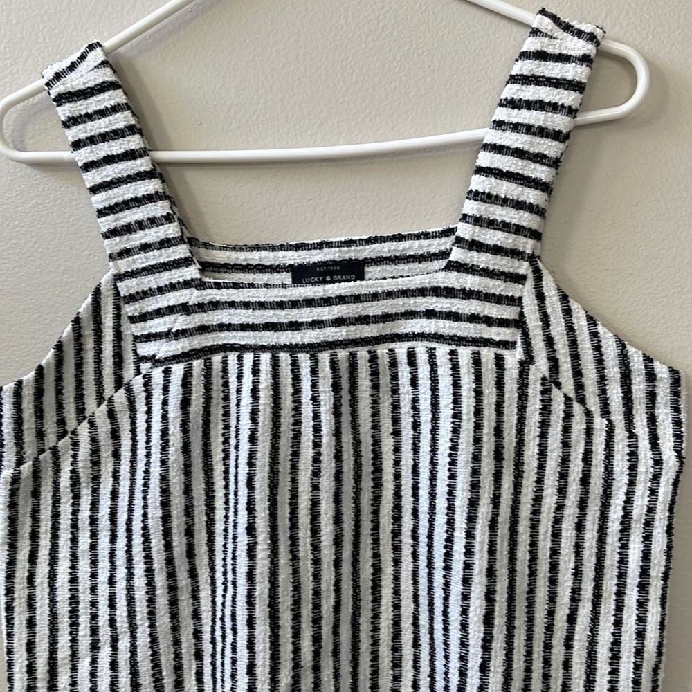 Lucky Brand EST 1990 Tank Top White/Black Stripe Cotton Blend Size Medium - Picture 2 of 11